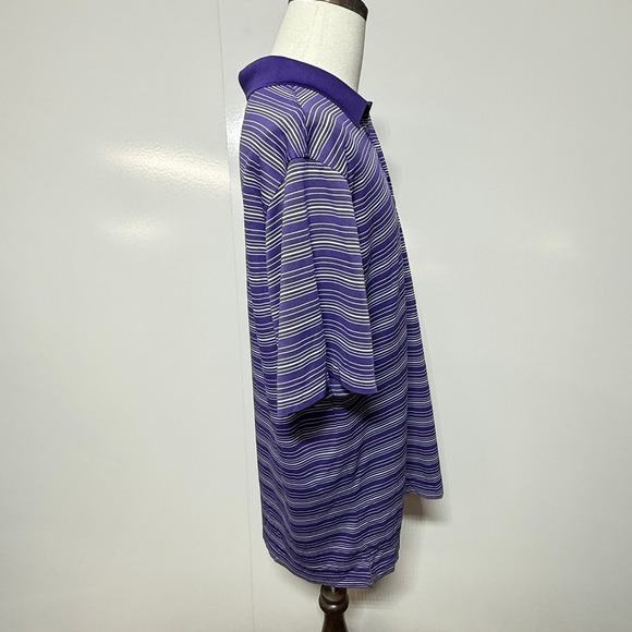 Nike Golf Shirt Mens XL Purple White Striped Dri-FIT Short Sleeve Polo Wicking - Picture 6 of 9